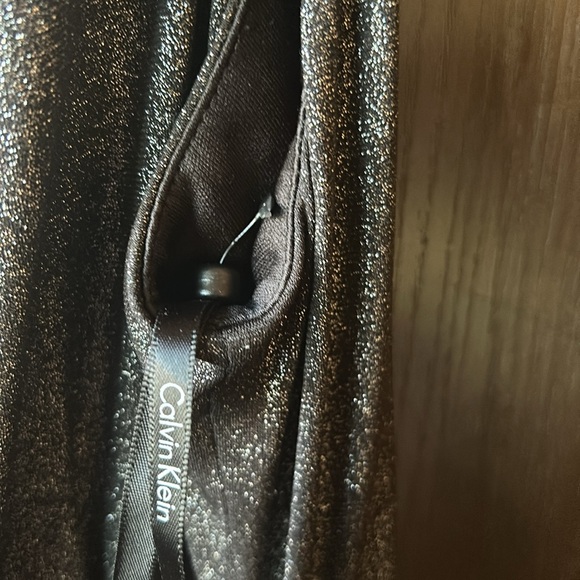 Calvin Klein dress size 12 nice color gun metal black metallic  cleaver cleavage - Picture 7 of 17